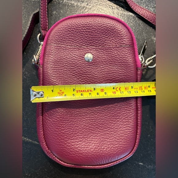 ITALY BORSE IN PELLA Genuine Leather Burgundy Purple  Cute Small Bag/Crossbody, - Picture 12 of 15